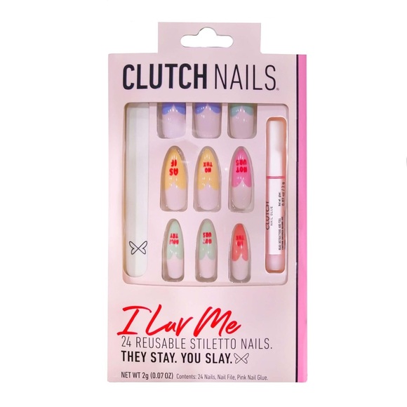 I LUV ME | HEART SHAPED NAILS | PRESS ON NAILS - Picture 2 of 2